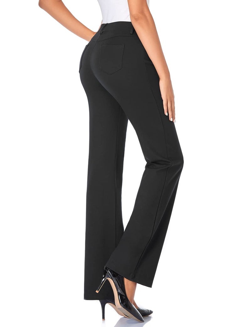 Tapata Women's 28''/30''/32''/34'' Stretchy Bootcut Dress Pants with Pockets Tall, Petite, Regular for Office Work Business 32", Black, M - Image 2